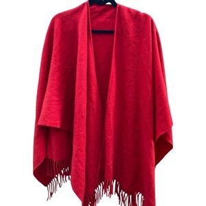 Nobleness Italian Wool Red Fringe Shawl